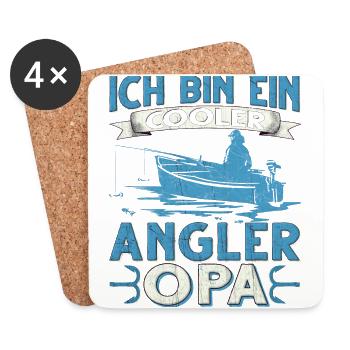 Ich bin ein cooler Angler Opa Fischen Angeln - Untersetzer (4er-Set) - Weiß - Vorne
