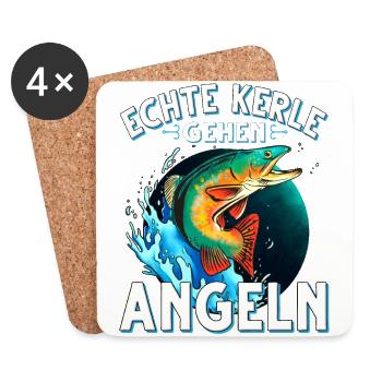 Echte Kerle Gehen Angeln Fischen Angler - Untersetzer (4er-Set) - Weiß - Vorne