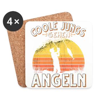 Coole Jungs Gehen Angeln Fischen Angler - Untersetzer (4er-Set) - Weiß - Vorne