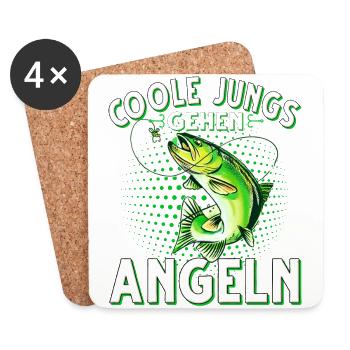Coole Jungs Gehen Angeln Fischen Angler - Untersetzer (4er-Set) - Weiß - Vorne