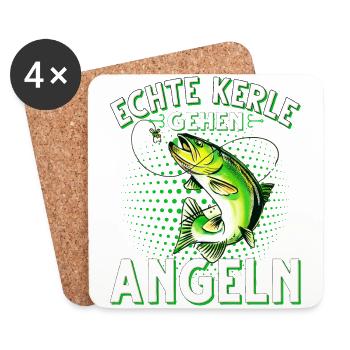 Echte Kerle Gehen Angeln Fischen Angler - Untersetzer (4er-Set) - Weiß - Vorne