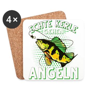 Echte Kerle Gehen Angeln Fischen Angler - Untersetzer (4er-Set) - Weiß - Vorne