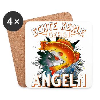 Echte Kerle Gehen Angeln Fischen Angler - Untersetzer (4er-Set) - Weiß - Vorne