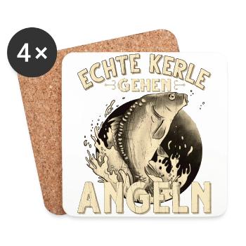Echte Kerle Gehen Angeln Fischen Angler - Untersetzer (4er-Set) - Weiß - Vorne