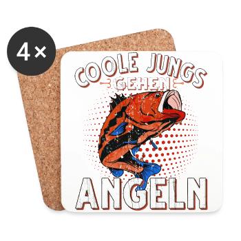 Coole Jungs Gehen Angeln Fischen Angler - Untersetzer (4er-Set) - Weiß - Vorne