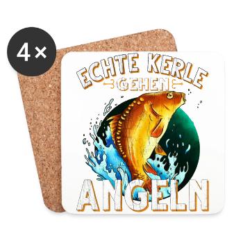 Echte Kerle Gehen Angeln Fischen Angler - Untersetzer (4er-Set) - Weiß - Vorne