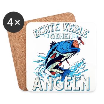 Echte Kerle Gehen Angeln Fischen Angler - Untersetzer (4er-Set) - Weiß - Vorne