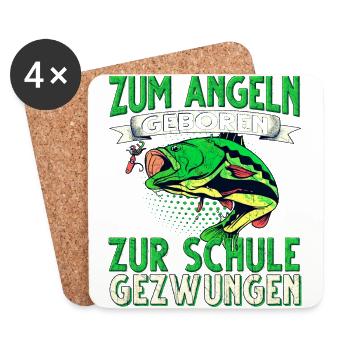 Zum Angeln Geboren Zur Schule Gezwungen Angeln - Untersetzer (4er-Set) - Weiß - Vorne