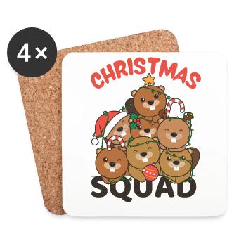 Biber Weihnachtsbaum Christmas Squad Biber - Untersetzer (4er-Set) - Weiß - Vorne