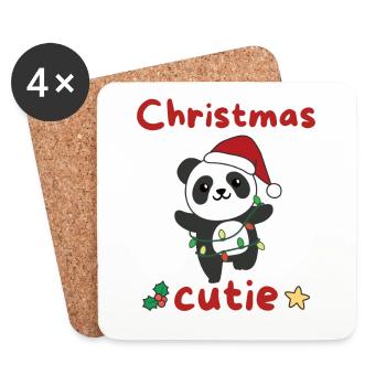 Panda Weihnachten Pandas Christmas Cutie - Dessous de verre (lot de 4) - blanc - Devant
