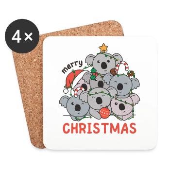 Koala Arbre de Noël Joyeux Noël - Dessous de verre (lot de 4) - blanc - Devant
