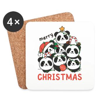 Panda Weihnachtsbaum frohe Weihnachten - Untersetzer (4er-Set) - Weiß - Vorne