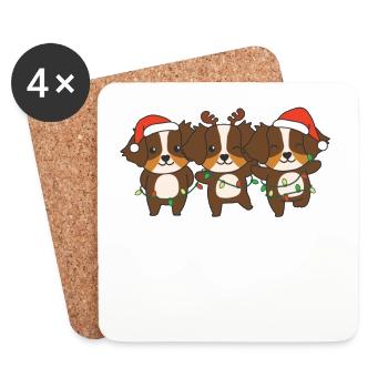 Berger australien Noël Chiens mignons - Dessous de verre (lot de 4) - blanc - Devant
