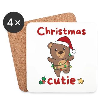 Ours de Noël Ours de Noël Mignon de Noël - Dessous de verre (lot de 4) - blanc - Devant