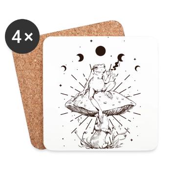 Cottagecore Aesthetic Moon Phases Frog Sipping Tea - Untersetzer (4er-Set) - Weiß - Vorne