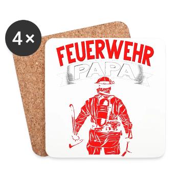 Feuerwehr Papa Vater Vatertag Feuerwehrmann - Untersetzer (4er-Set) - Weiß - Vorne