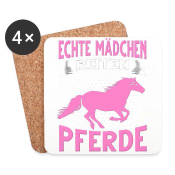 Reiterin Reitsport Pferd Echte Mädchen Reiten - Untersetzer (4er-Set) - Weiß - Vorne