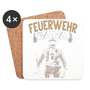 Feuerwehr Papa Vater Vatertag Feuerwehrmann - Untersetzer (4er-Set) - Weiß - Vorne