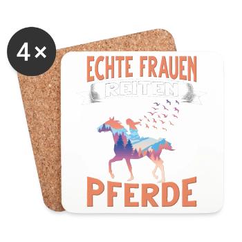 Reiterin Reitsport Pferd Echte Mädchen Reiten - Untersetzer (4er-Set) - Weiß - Vorne