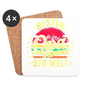 Bester Opa der Welt Geburtstag Opa Retro Bester - Untersetzer (4er-Set) - Weiß - Vorne