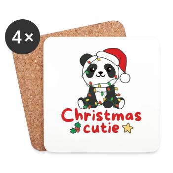Panda Weihnachten Pandas Christmas Cutie - Untersetzer (4er-Set) - Weiß - Vorne