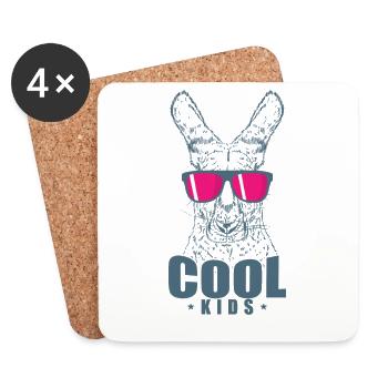 cool kangaroo Australia marsupial - Coasters (set of 4) - white - Front