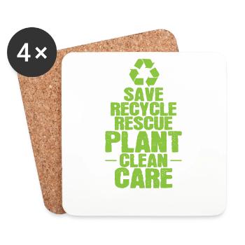 Save Recycle Rescue Plant Clean Care - Coasters (set of 4) - white - Front
