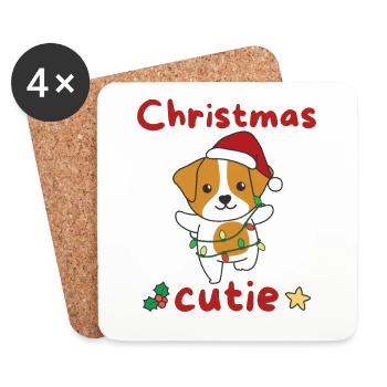 Jack Russell Weihnachten Hunde Christmas Cutie - Untersetzer (4er-Set) - Weiß - Vorne