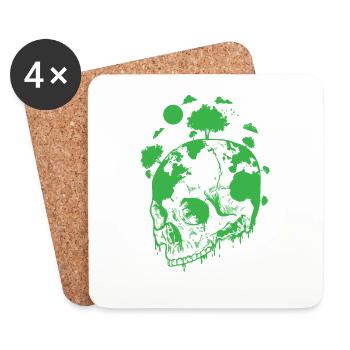 Terre verte sur un crâne d’os nature - Dessous de verre (lot de 4) - blanc - Devant