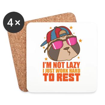 I'm not Lazy I Just work Hard to Rest Sloth - Coasters (set of 4) - white - Front