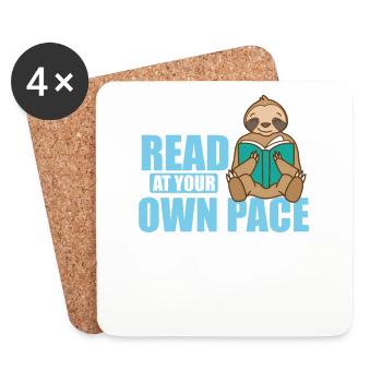 Read at your own pace sloth lazy environment - Coasters (set of 4) - white - Front