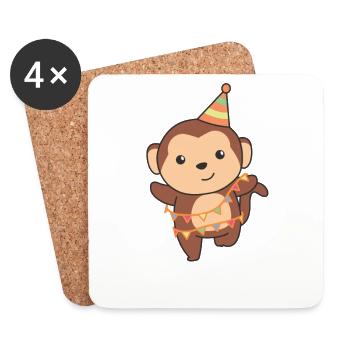Monkey for birthday for children a birthday - Coasters (set of 4) - white - Front