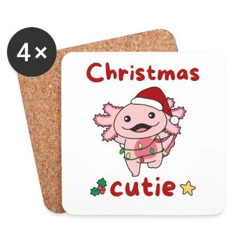 Axolotl Weihnachten Axolotls Christmas Cutie - Dessous de verre (lot de 4) - blanc - Devant