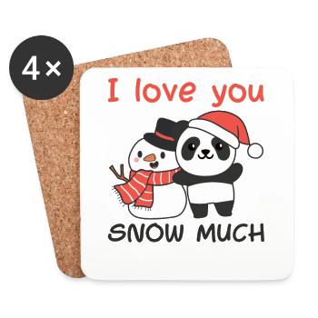 Panda I love you snow much snowman pun - Coasters (set of 4) - white - Front
