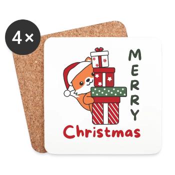 Renard cadeau de Noël animaux d’hiver renard - Dessous de verre (lot de 4) - blanc - Devant