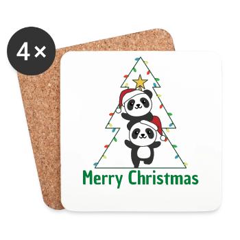 Panda Weihnachtsbaum Weihnachts Tiere Pandas - Untersetzer (4er-Set) - Weiß - Vorne