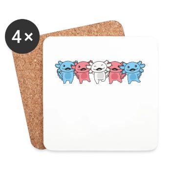 Transgender Flag Trans Pride LGBTQ Axolotl - Coasters (set of 4) - white - Front