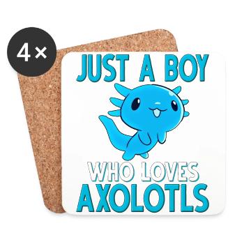 Axolotl. Juste un garçon qho aime les axolotls - Dessous de verre (lot de 4) - blanc - Devant