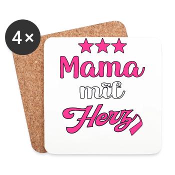 Mama mit Herz für werdende Mutter Mama Schwanger - Untersetzer (4er-Set) - Weiß - Vorne