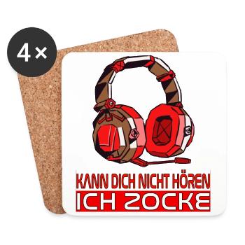 Kann Dich Nicht Hören Ich Zocke. Gaming Zocken - Untersetzer (4er-Set) - Weiß - Vorne