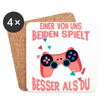 Der Controller Soll Mit Dir Sein. Videospiele - Untersetzer (4er-Set) - Weiß - Vorne