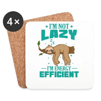I'm not Lazy I'm Energy Efficient Sloth - Coasters (set of 4) - white - Front