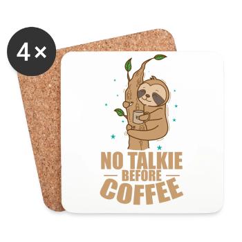 Not Talkie before Coffee Sloth Lazy - Coasters (set of 4) - white - Front