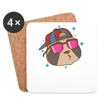 Cool sloth with sunglasses and cappi - Coasters (set of 4) - white - Front