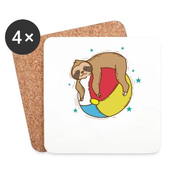 Sloth lazy on a water ball - Coasters (set of 4) - white - Front