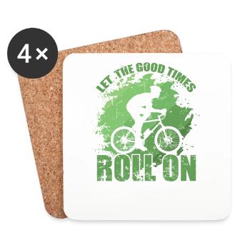 Laissez les bons moments rouler sur le cyclisme - Dessous de verre (lot de 4) - blanc - Devant