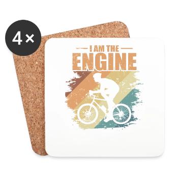 Je suis l’Engine Cycling Fitness - Dessous de verre (lot de 4) - blanc - Devant
