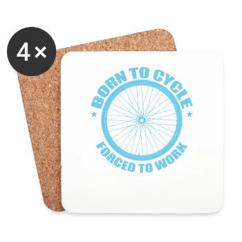 Né pour faire du vélo forcé de travailler à vélo - Dessous de verre (lot de 4) - blanc - Devant
