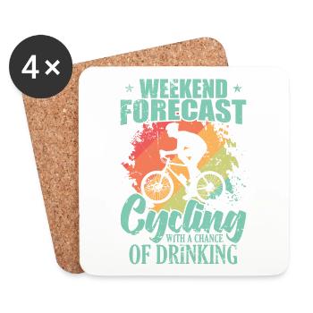 Prévisions de week-end Cyclisme avec possibilité de boire - Dessous de verre (lot de 4) - blanc - Devant