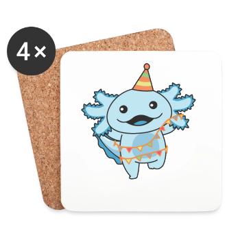 Axolotl pour un anniversaire pour les enfants un anniversaire - Dessous de verre (lot de 4) - blanc - Devant